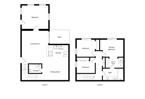 Floor plan for 4 beds, 1.5 baths, 1396 sqft